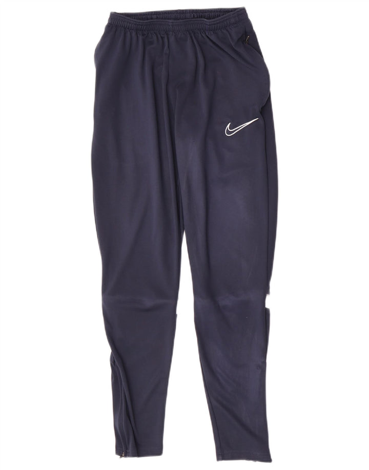 Nike Boys Tracksuit Trousers 8-9 Years Small Navy Blue Colourblock