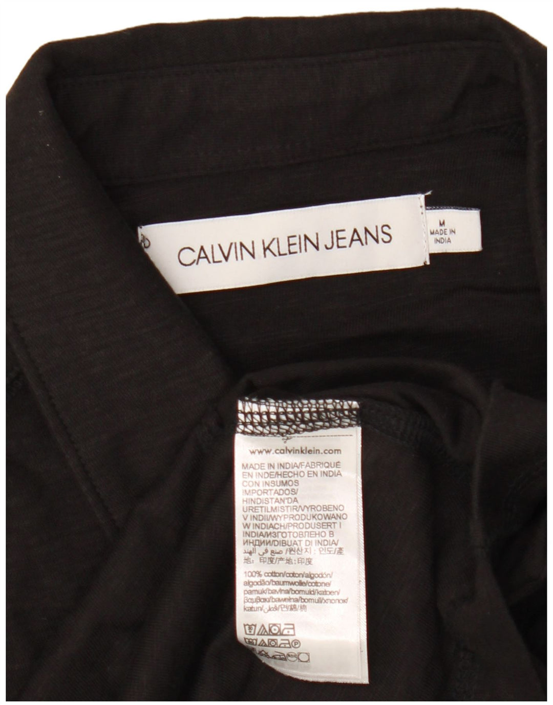 CALVIN KLEIN JEANS Mens Graphic Polo Shirt Medium Black Cotton