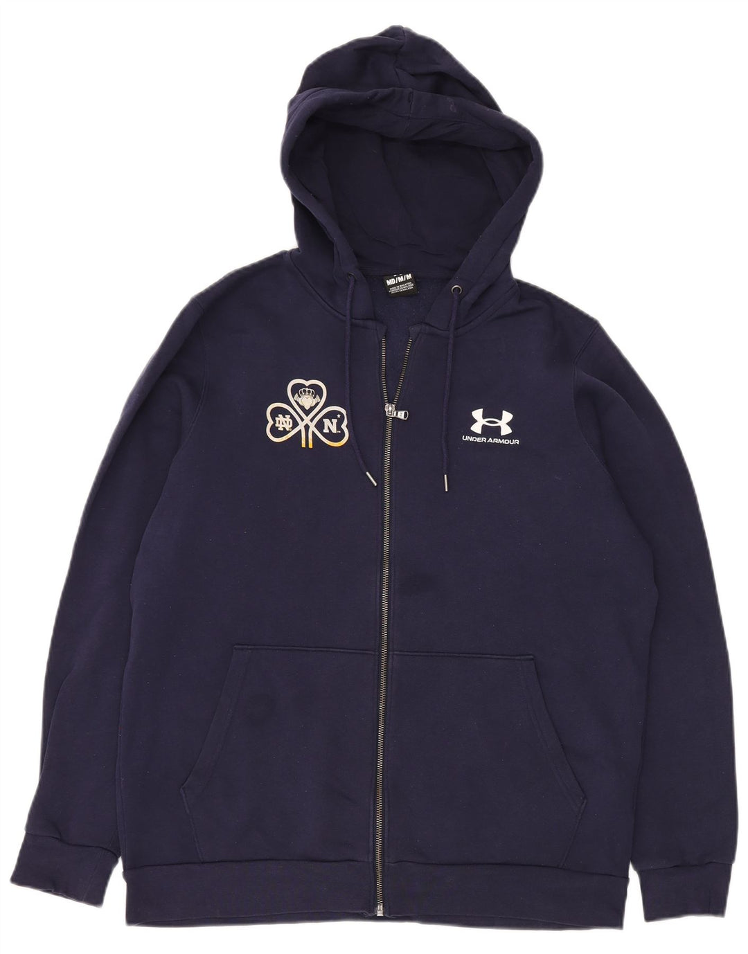 Under Armour Mens Graphic Zip Hoodie Sweater Medium Navy Blue Cotton