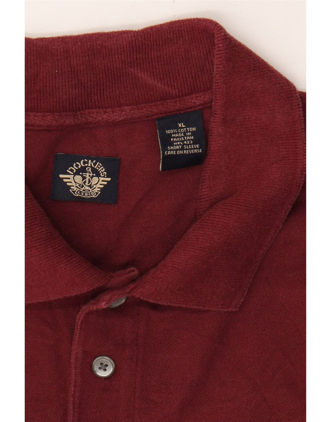 DOCKERS Mens Polo Shirt XL Burgundy Cotton Vintage Dockers and Second-Hand Dockers from Messina Hembry 