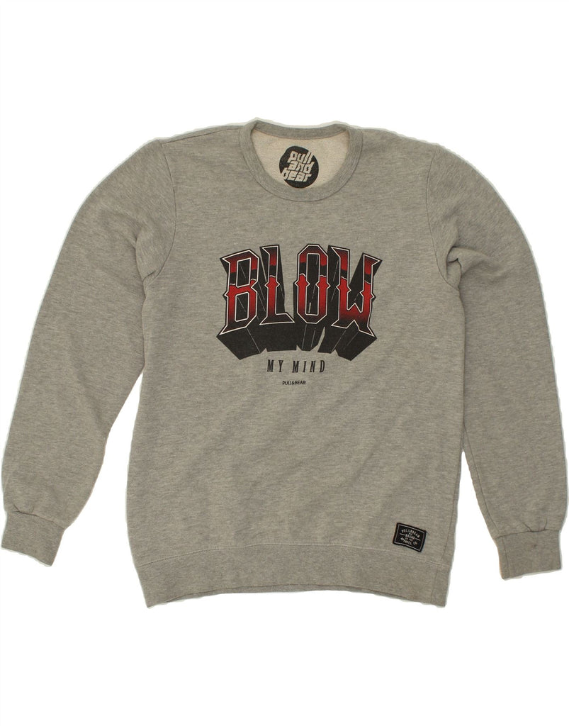 PULL & BEAR Mens Graphic Sweatshirt Jumper Medium Grey | Vintage Pull & Bear | Thrift | Second-Hand Pull & Bear | Used Clothing | Messina Hembry 
