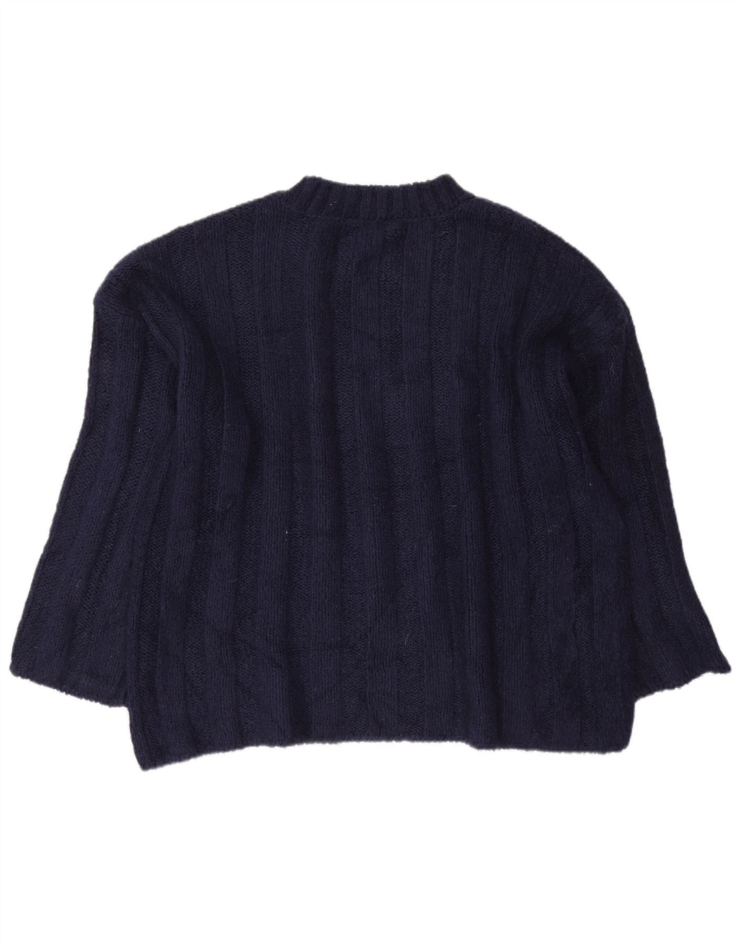 Zara Womens Oversized Crew Neck Jumper Sweater UK 14 Medium Navy Blue