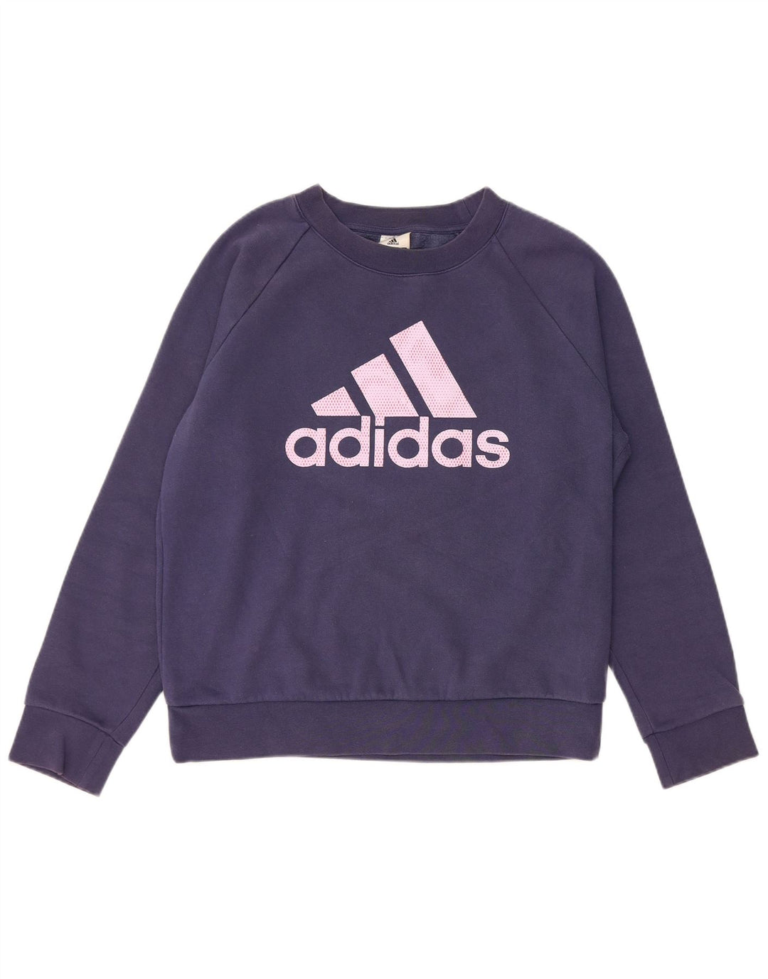 Adidas Womens Graphic Sweatshirt Jumper UK 16 Large Navy Blue Cotton