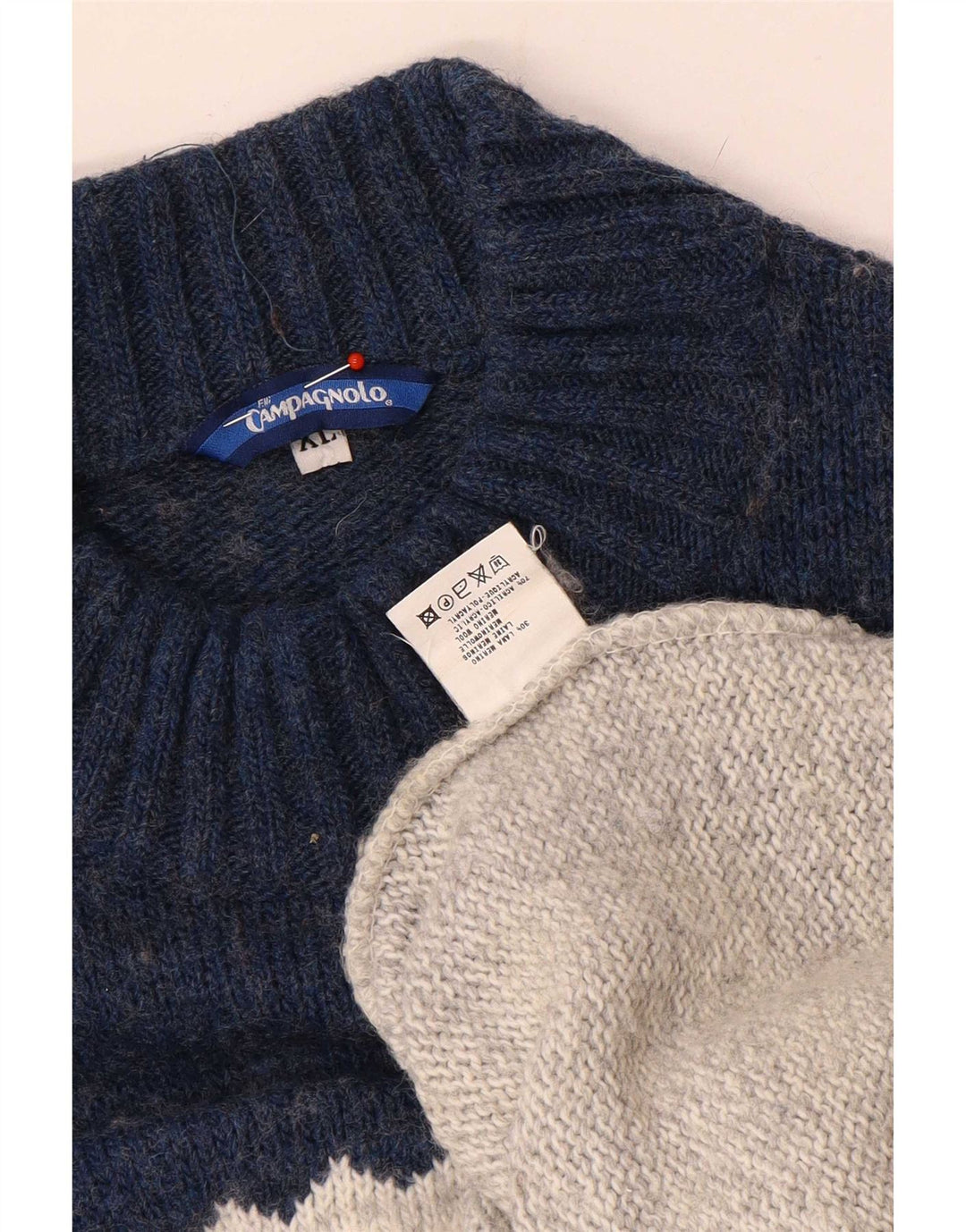 Campagnolo Mens Turtle Neck Jumper Sweater XL Multicoloured Fair Isle Wool