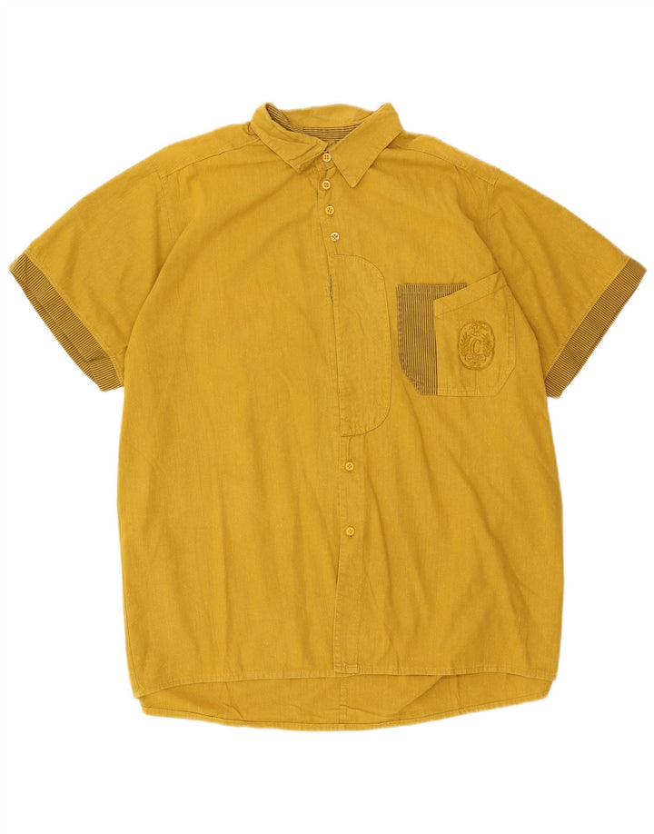 Vintage Mens Short Sleeve Shirt XL Yellow