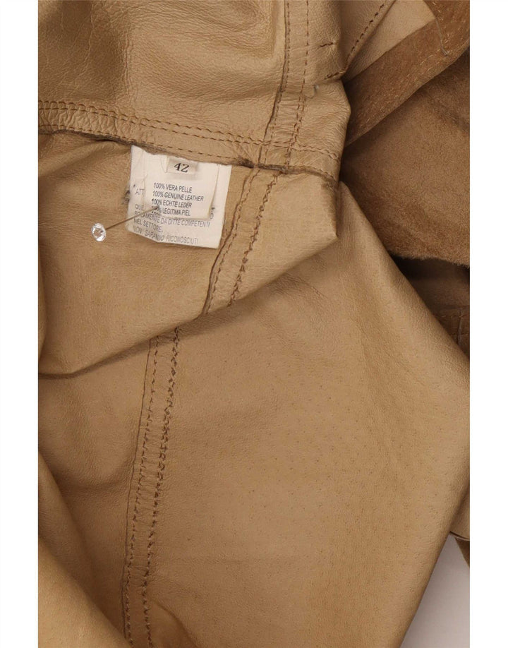 Vintage Womens Suede Jacket IT 42 Medium Beige Leather