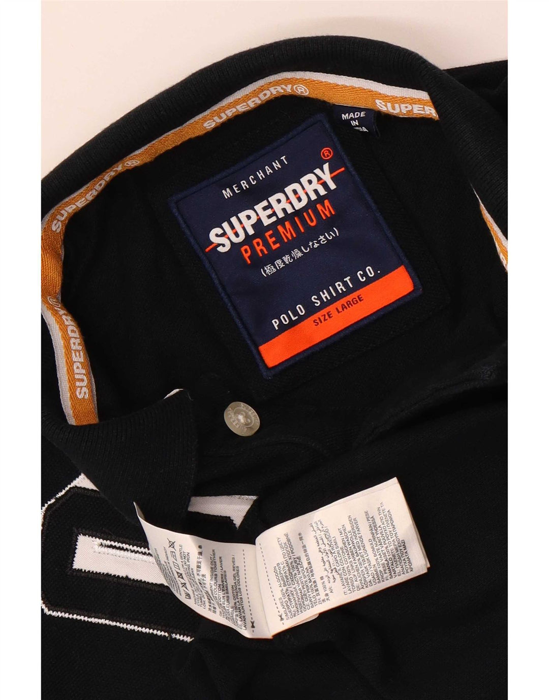 Superdry Mens Graphic Polo Shirt Large Black Cotton