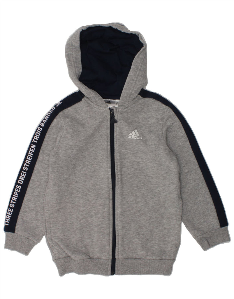 ADIDAS Boys Zip Hoodie Sweater 3-4 Years Grey Cotton | Vintage Adidas | Thrift | Second-Hand Adidas | Used Clothing | Messina Hembry 