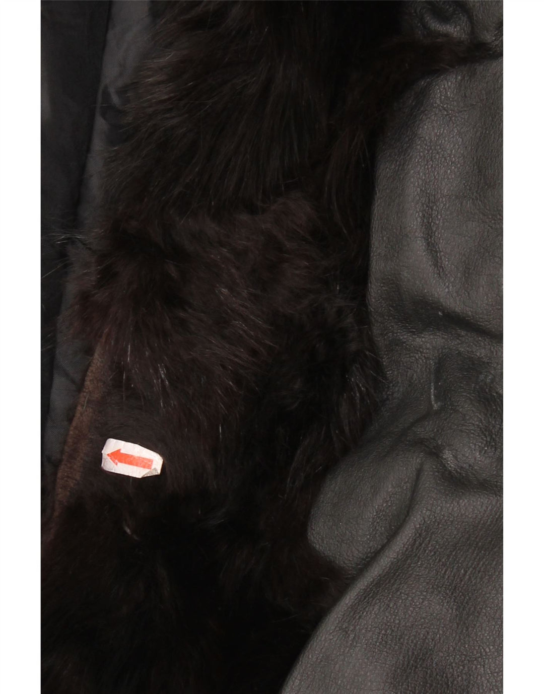 Vintage Womens Fur Leather Jacket UK 14 Medium Black