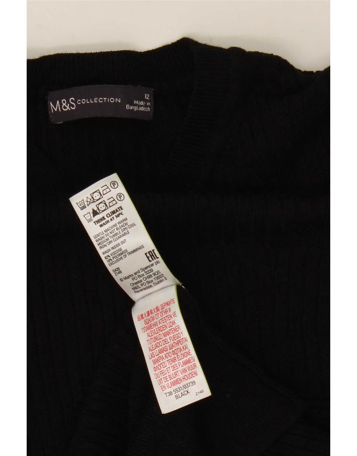 Marks & Spencer Womens Short Sleeve Crop Blouse Top UK 12 Medium Black