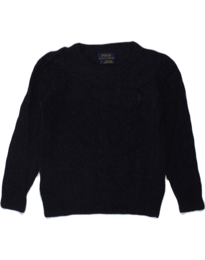 POLO RALPH LAUREN Girls Crew Neck Jumper Sweater 6-7 Years Navy Blue Wool | Vintage Polo Ralph Lauren | Thrift | Second-Hand Polo Ralph Lauren | Used Clothing | Messina Hembry 