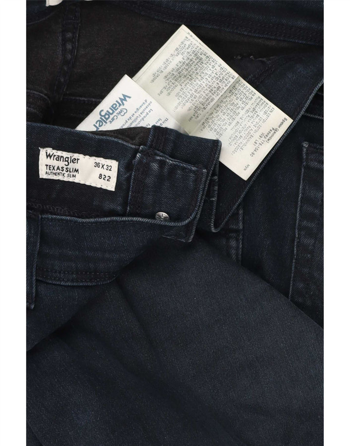 Wrangler Mens Texas Slim Jeans W36 L32 Navy Blue Cotton