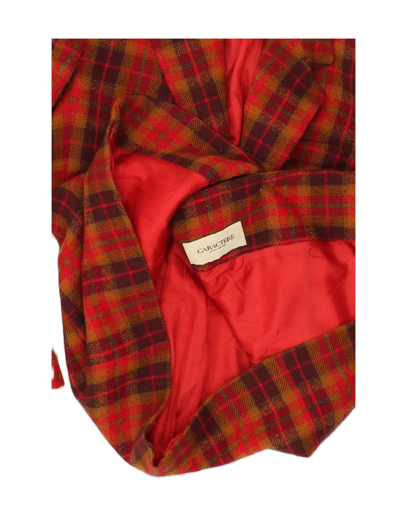 CARACTERE Womens 2 Button Blazer Jacket UK 10 Small Red Plaid Wool