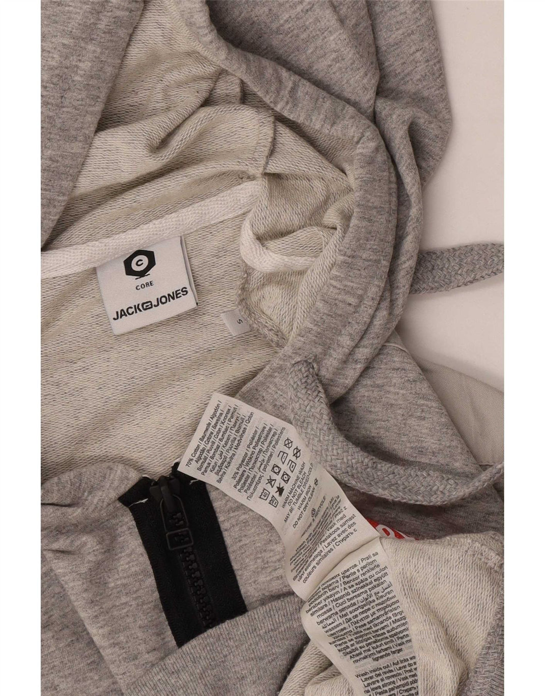 Jack & Jones Mens Graphic Zip Hoodie Sweater Small Grey Colourblock