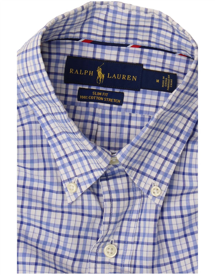 Ralph Lauren Mens Slim Fit Shirt Medium Blue Check Cotton