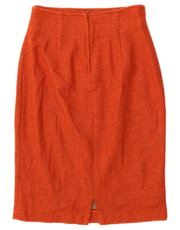 Mazzonetto Womens High Waist Pencil Skirt IT 42 Medium W24 Orange Wool