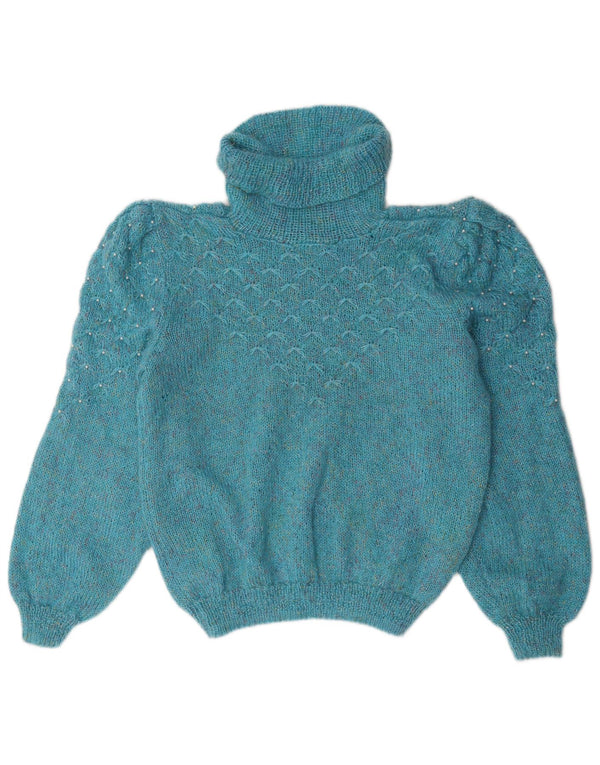 Vintage Womens Roll Neck Jumper Sweater UK 18 XL Blue