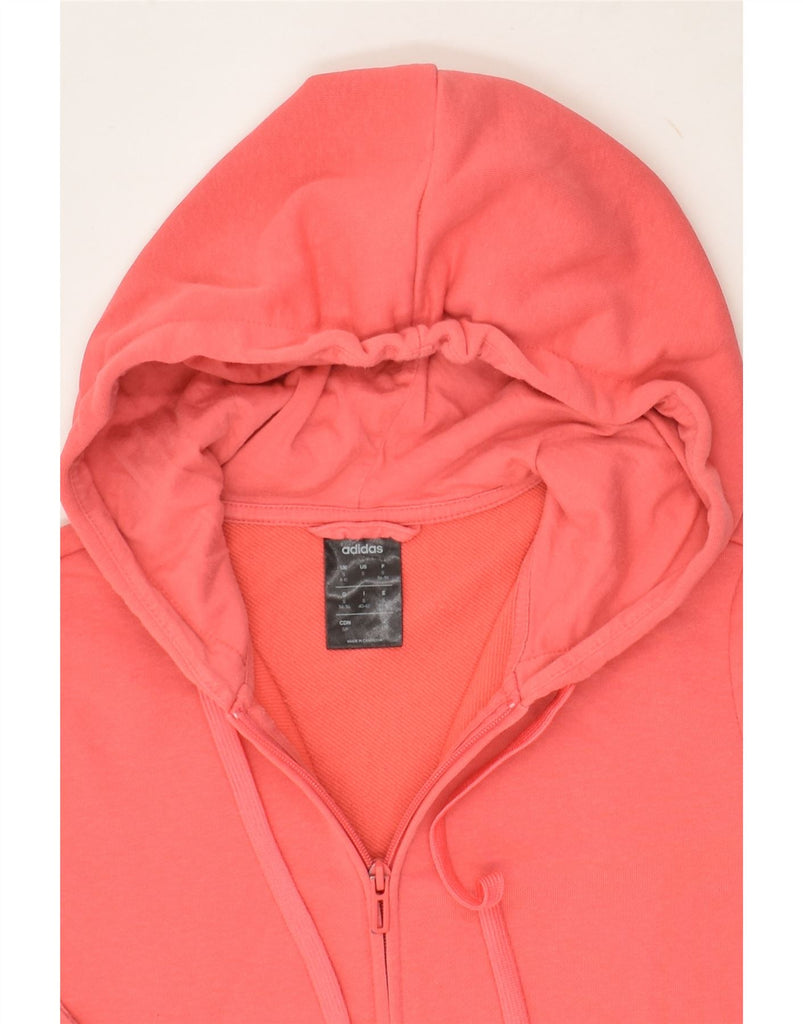 ADIDAS Womens Graphic Zip Hoodie Sweater UK 8/10 Small Pink Cotton | Vintage Adidas | Thrift | Second-Hand Adidas | Used Clothing | Messina Hembry 