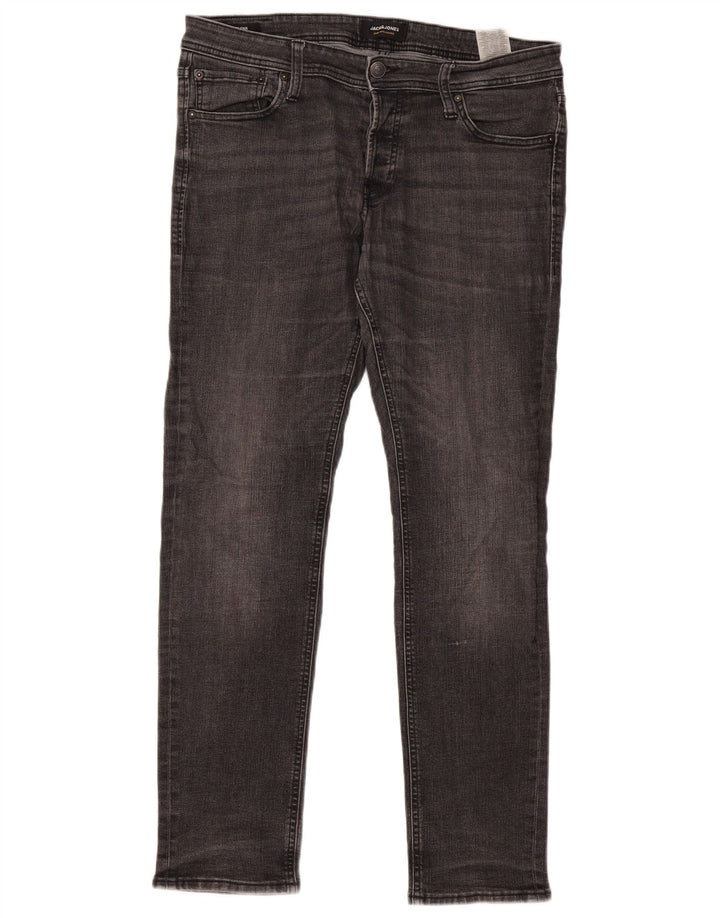 JACK & JONES Mens GLENN Slim Jeans W34 L32 Grey Cotton