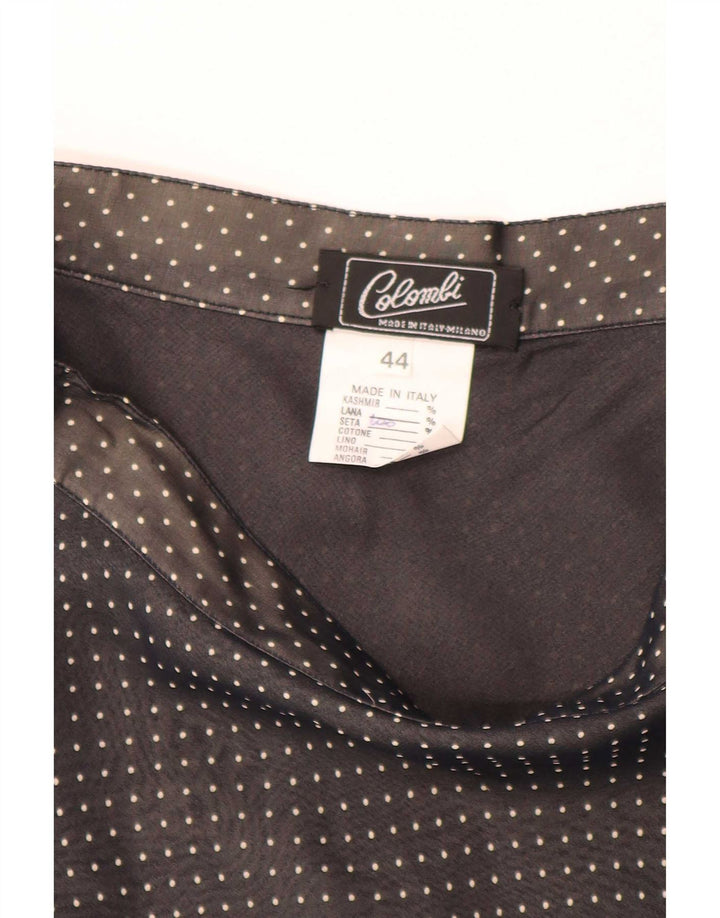 Vintage Womens A-Line Skirt IT 44 Medium W28  Black Spotted Silk