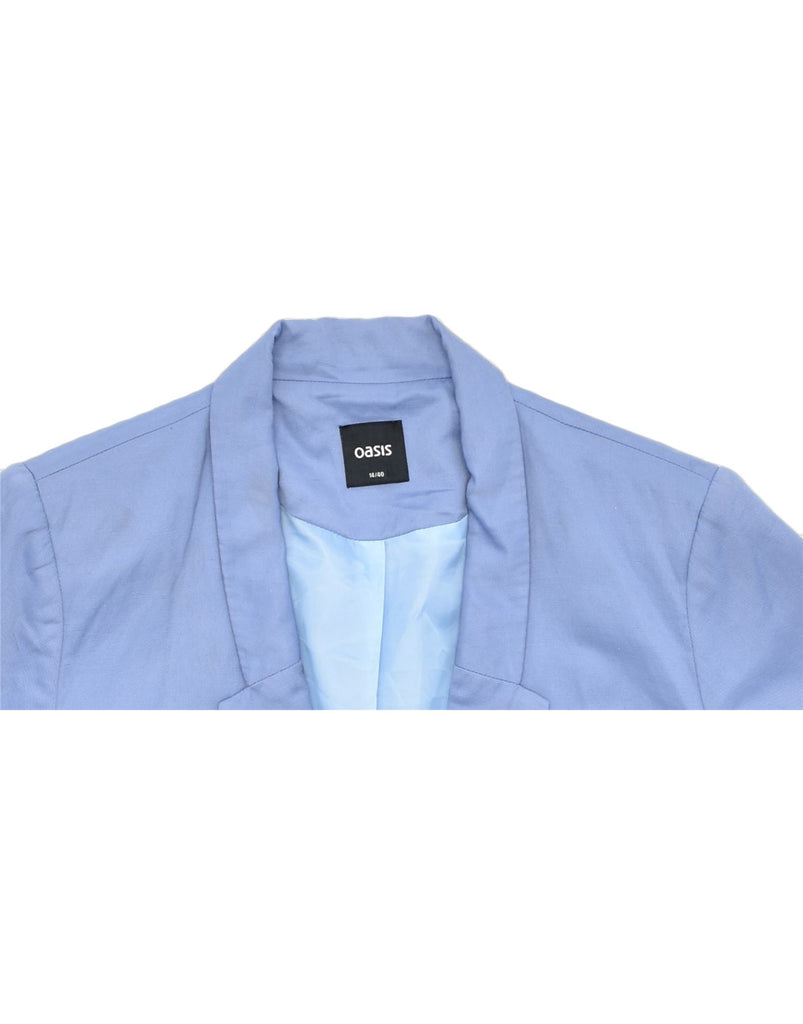 OASIS Womens 1 Button Blazer Jacket UK 14 Medium Blue Polyester | Vintage | Thrift | Second-Hand | Used Clothing | Messina Hembry 