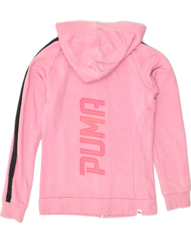 PUMA Girls Graphic Zip Hoodie Sweater 11-12 Years Pink Cotton | Vintage Puma | Thrift | Second-Hand Puma | Used Clothing | Messina Hembry 