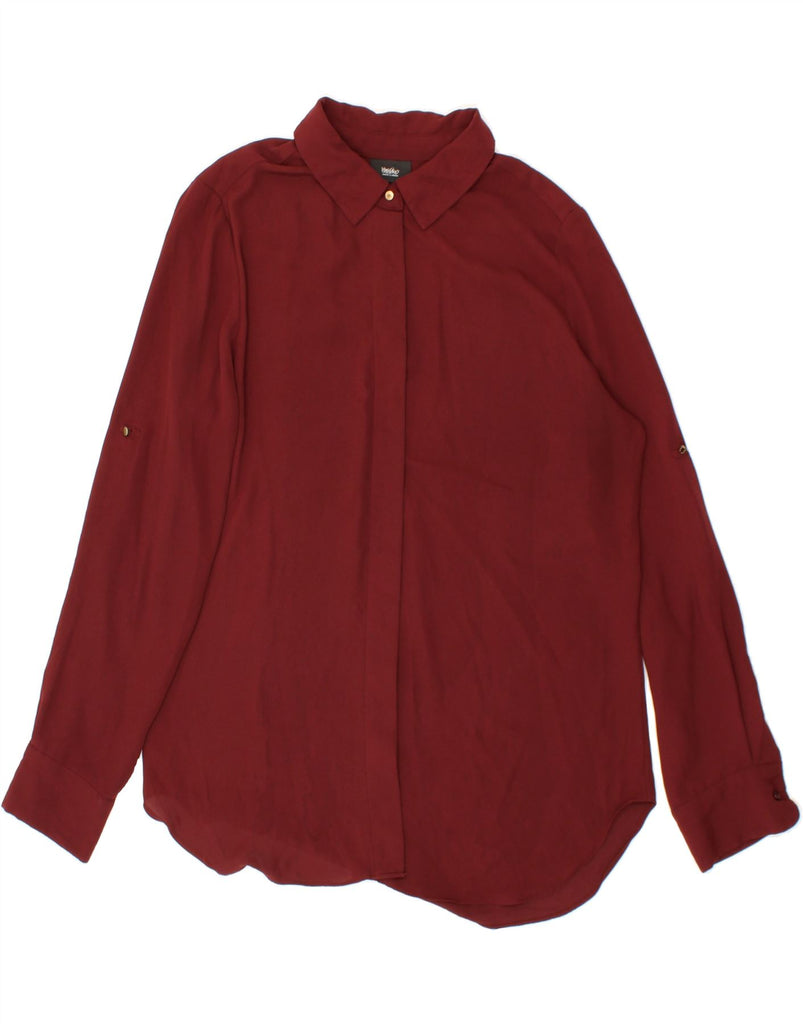 MOSSIMO Womens Longline Loose Fit Shirt Blouse UK 14 Medium Maroon Vintage Mossimo and Second-Hand Mossimo from Messina Hembry 