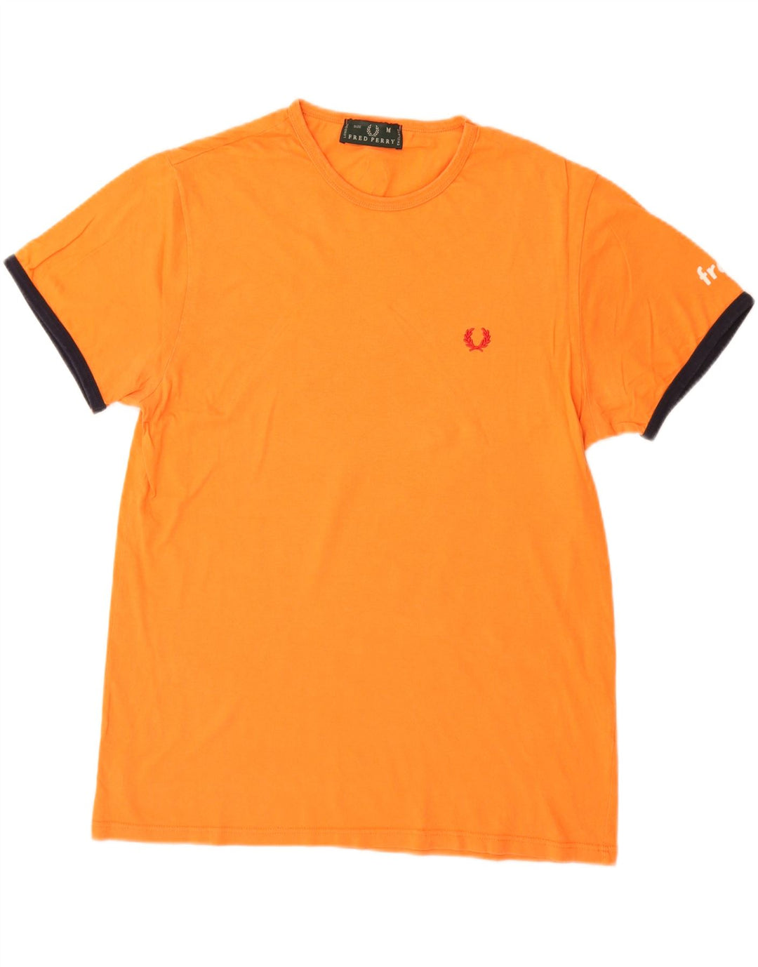 Fred Perry Mens T-Shirt Top Medium Orange Cotton