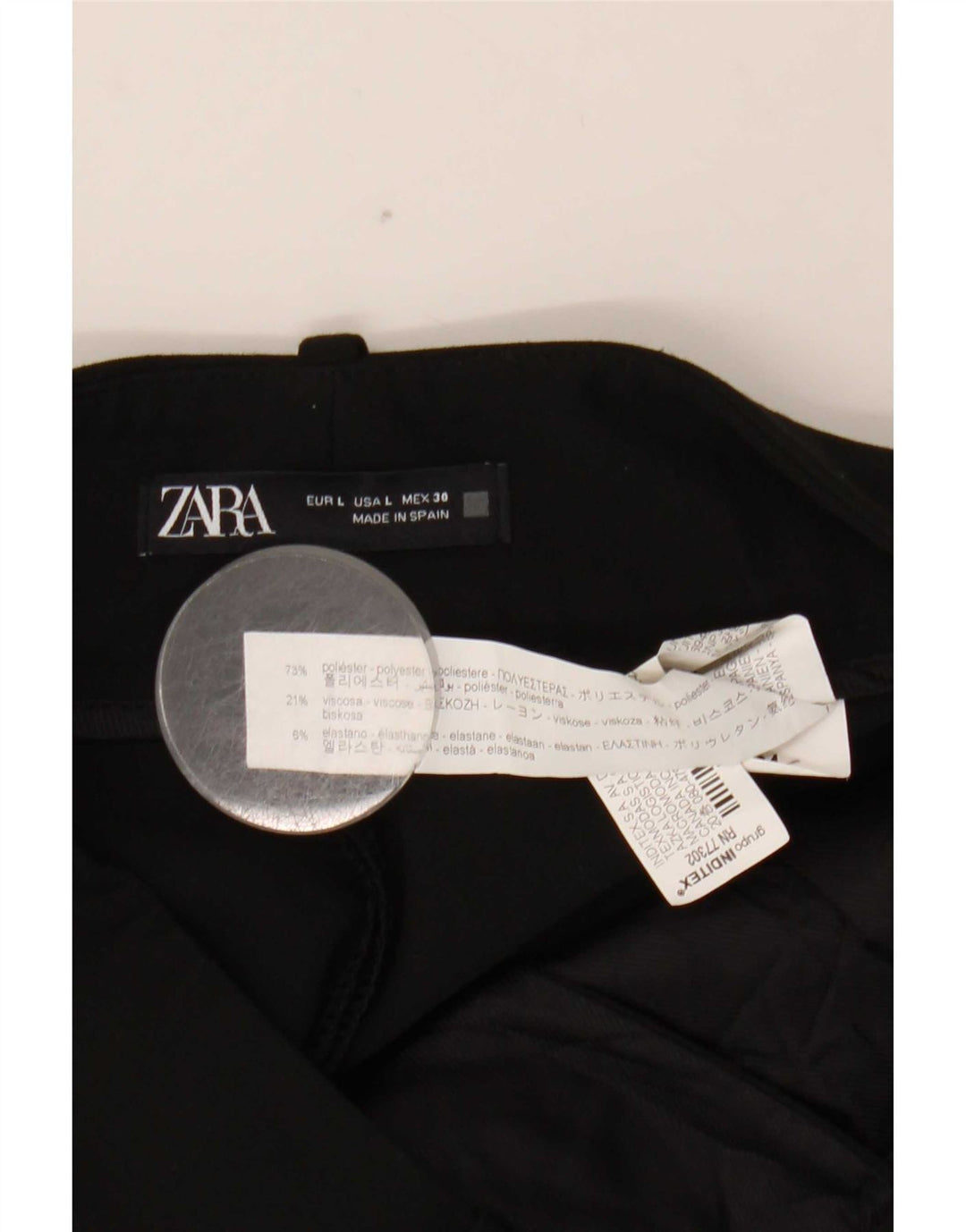 Zara Womens Tapered Chino Trousers Large W30 L27 Black Polyester