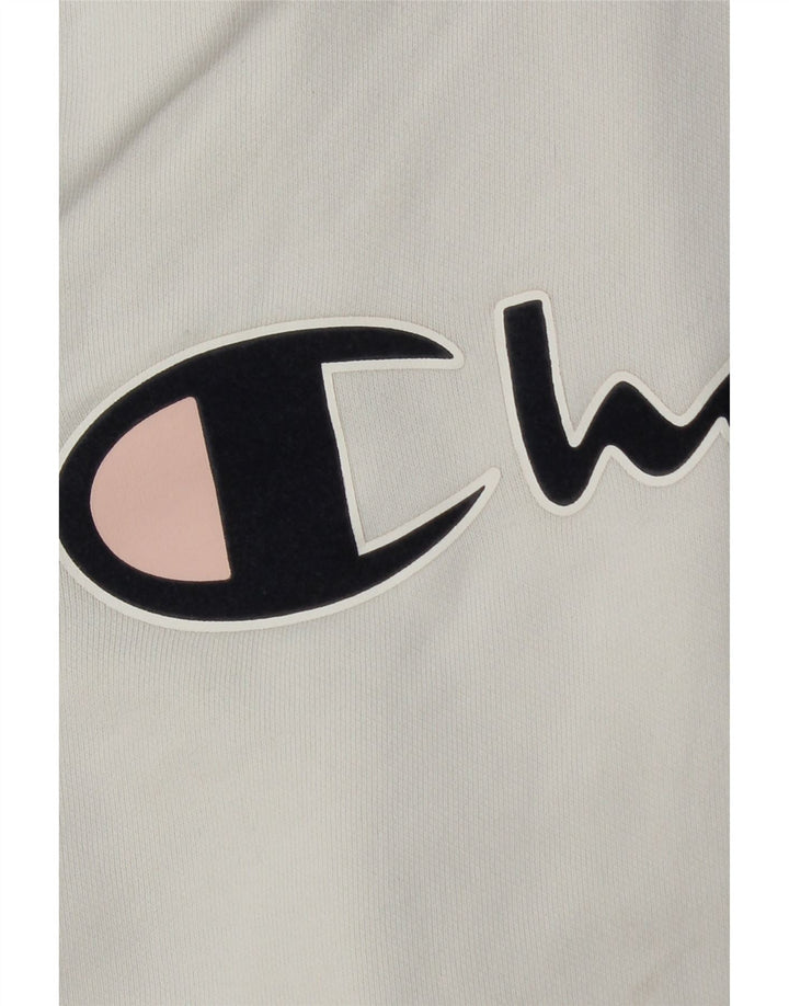 Champion Womens Graphic Hoodie Jumper UK 14 Medium White Cotton