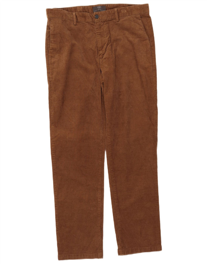 Marks & Spencer Mens Straight Regular Corduroy Trousers W36 L33 Brown
