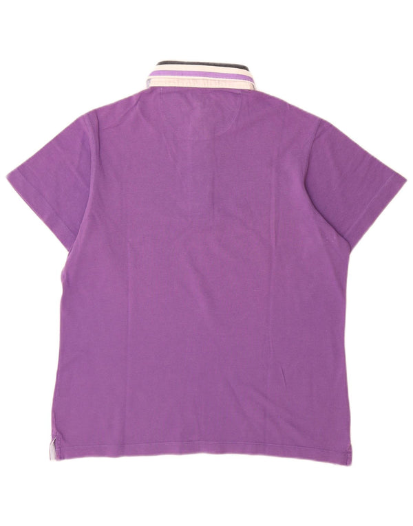 Harmont & Blaine Mens Polo Shirt Medium Purple Colourblock Cotton