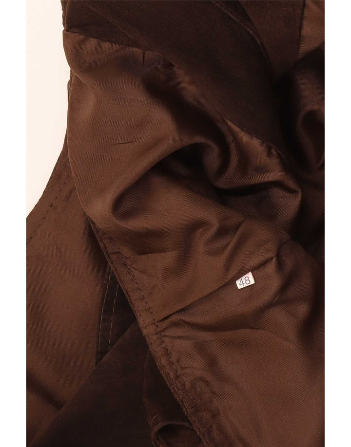 Vintage Womens Suede Waistcoat IT 48 XL Brown