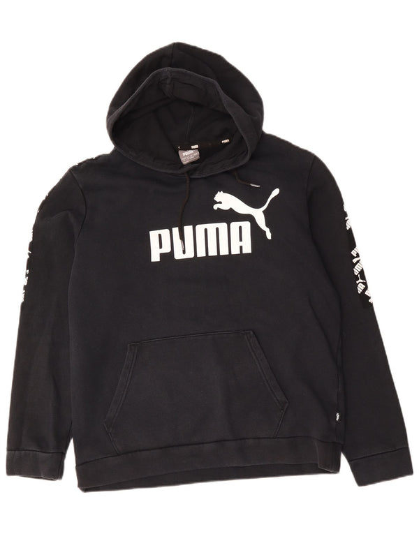 Puma Mens Graphic Hoodie Jumper Medium Black Cotton
