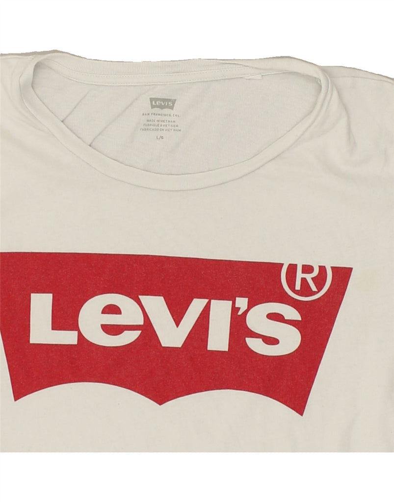 LEVI'S Womens Graphic T-Shirt Top UK 14 Large White | Vintage Levi's | Thrift | Second-Hand Levi's | Used Clothing | Messina Hembry 