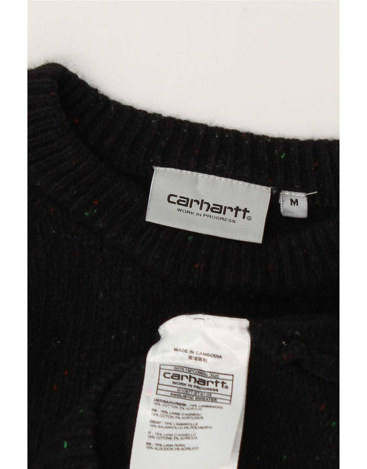 Carhartt Womens Crew Neck Jumper Sweater UK 14 Medium Black Flecked Wool