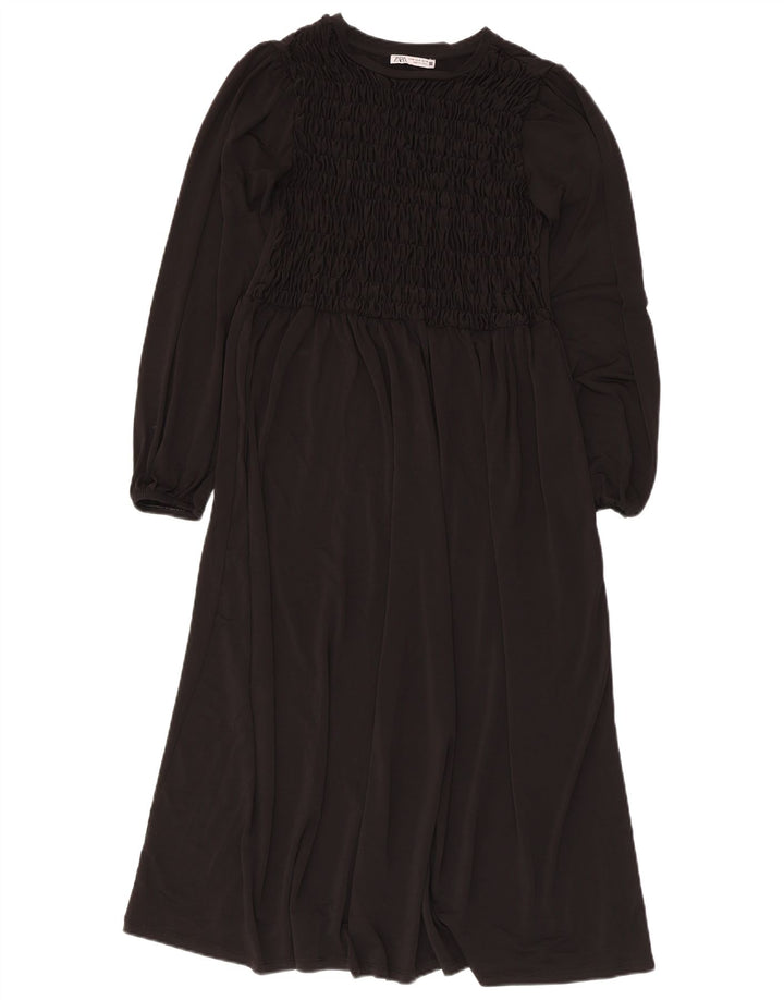 Zara Womens Long Sleeve Maxi Dress UK 12 Medium Black
