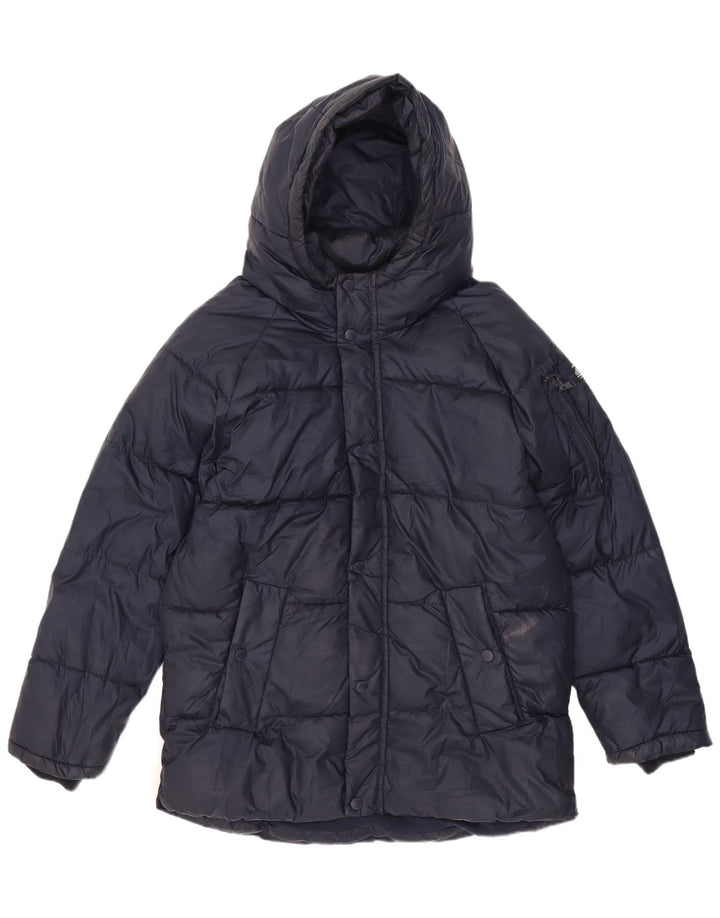 Zara Boys Hooded Padded Jacket 13-14 Years Navy Blue Polyester