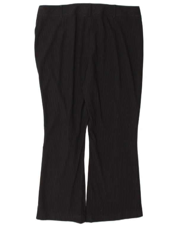 Marks & Spencer Womens Casual Trousers UK 18 XL W36 L28 Black Pinstripe