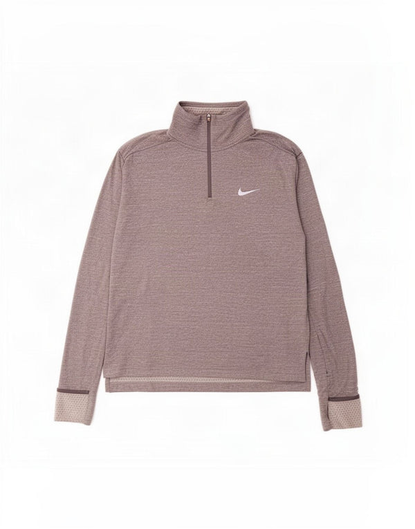 Nike Mens Dri Fit Zip Neck Pullover Tracksuit Top Medium Grey Polyester