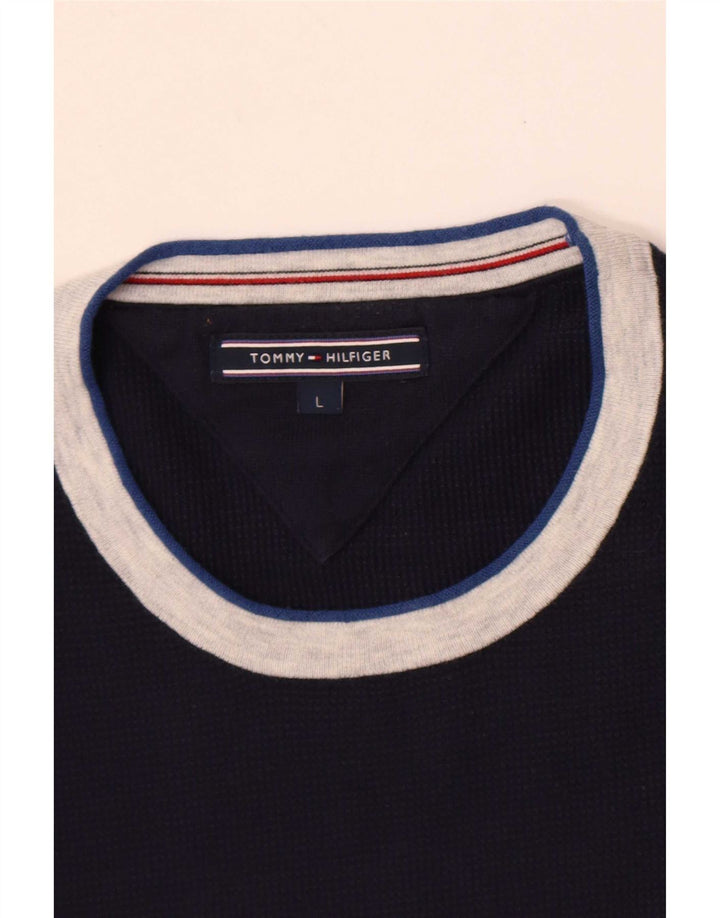 Tommy Hilfiger Mens Top Long Sleeve Large Navy Blue Colourblock