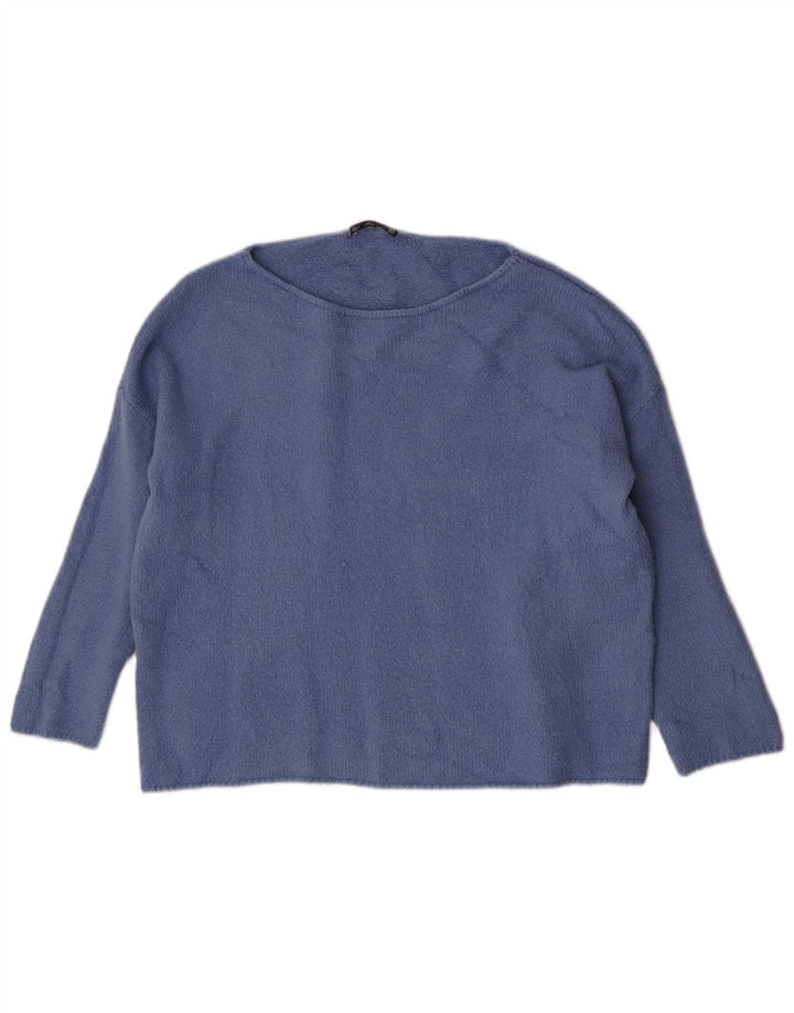 Zara Womens Boat Neck Jumper Sweater UK 14 Medium Blue