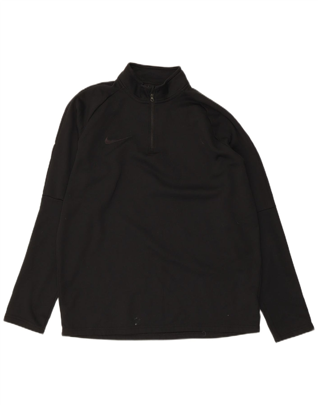 NIKE Mens Dri Fit Zip Neck Top Long Sleeve Medium Black Polyester