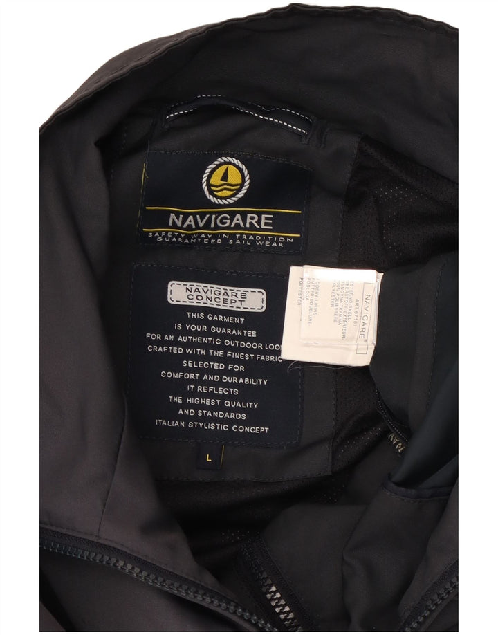 Navigare Mens Bomber Jacket UK 40 Large Navy Blue Polyester
