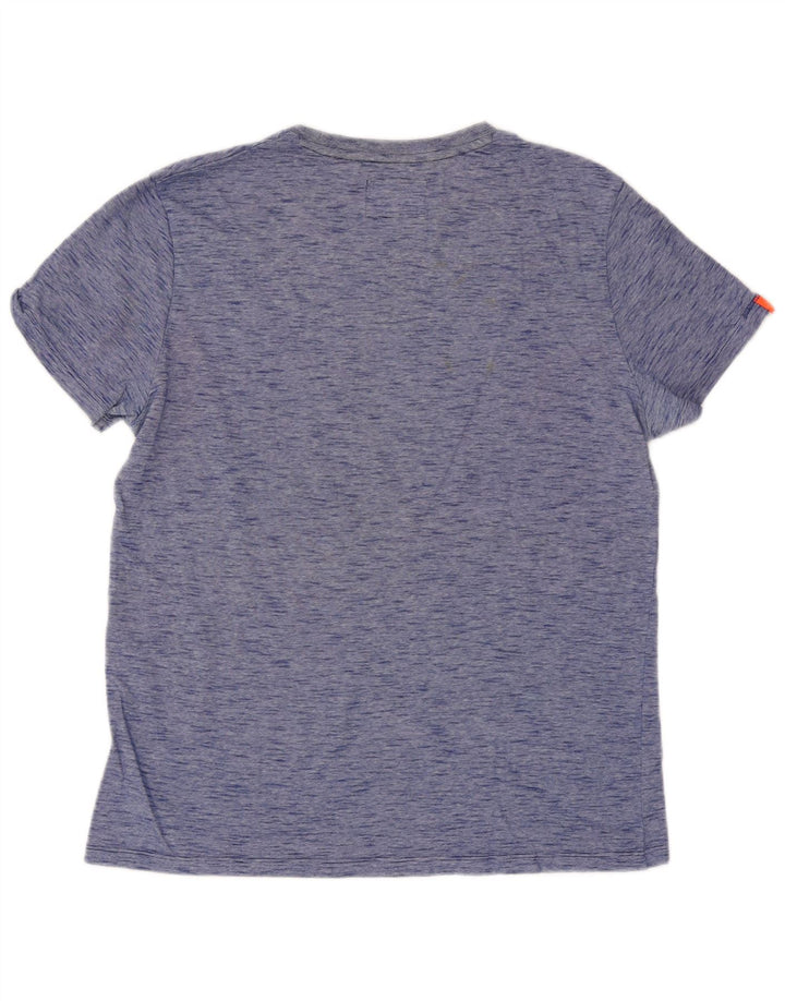 Superdry Mens T-Shirt Top Large Blue Flecked Cotton