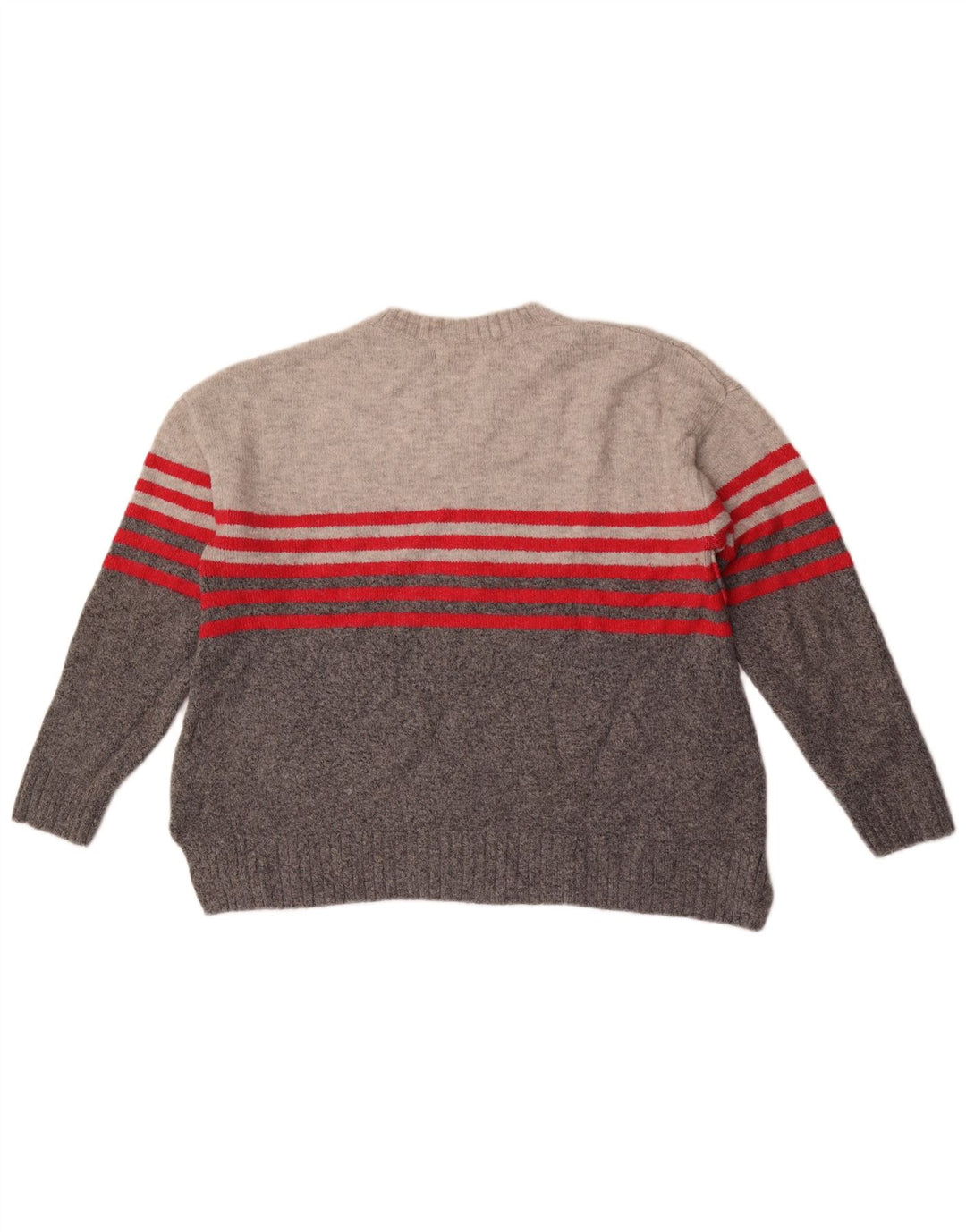 Marks & Spencer Womens Crew Neck Jumper Sweater UK 16 Large Grey Striped