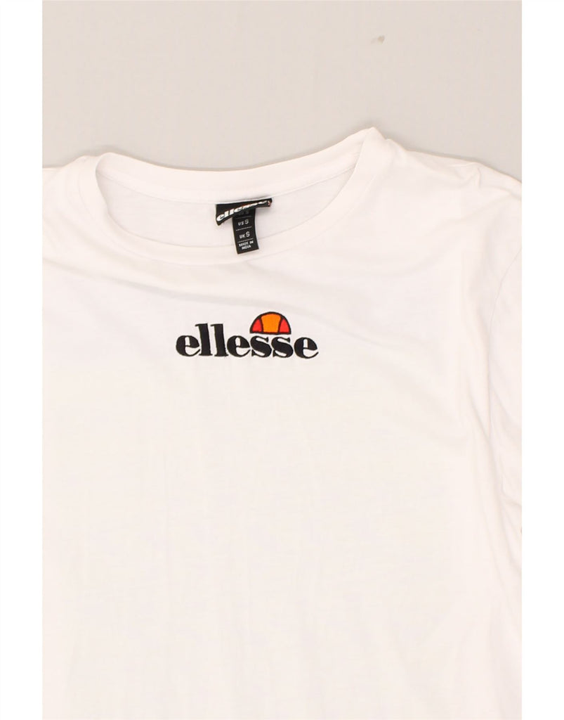 ELLESSE Mens Graphic Top Long Sleeve Small White Cotton | Vintage Ellesse | Thrift | Second-Hand Ellesse | Used Clothing | Messina Hembry 