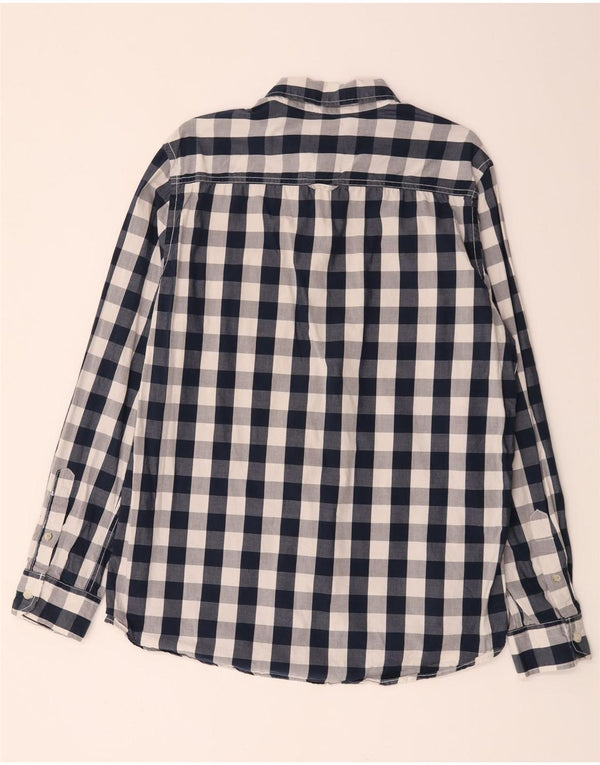 Crew Clothing Mens Tailored Fit Shirt XL Navy Blue Gingham Cotton