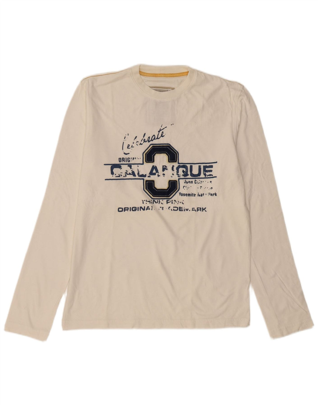 THINK PINK Mens Graphic Top Long Sleeve XL Off White Cotton