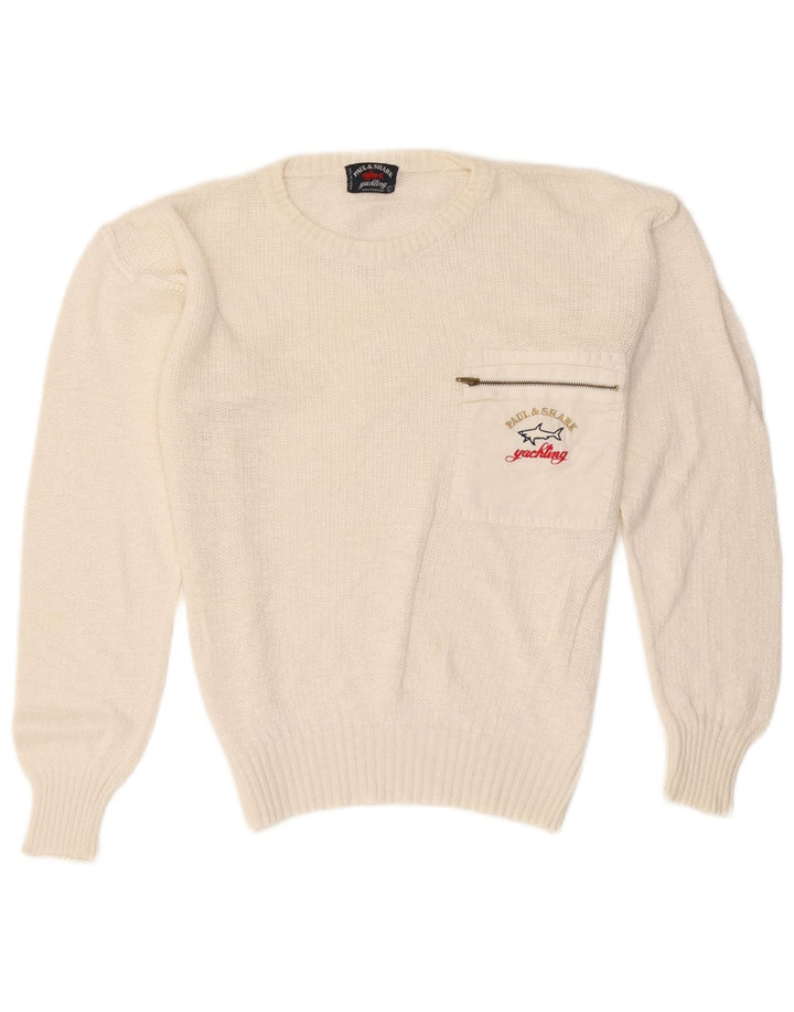 Paul & Shark Mens Crew Neck Jumper Sweater Large Off White